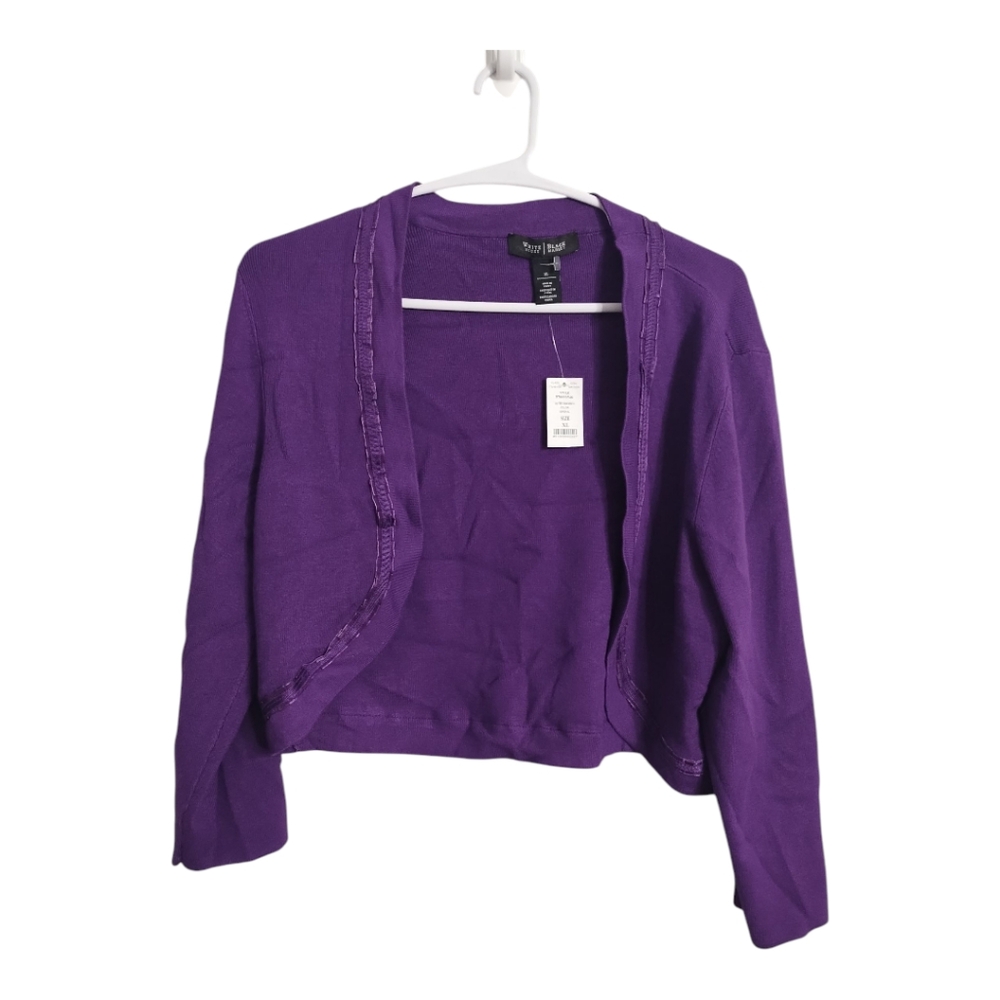 WHBM Ribbon Trim 3/4 Sleeve Preppy Office Business Casual‎ Cardigan Shrug XL